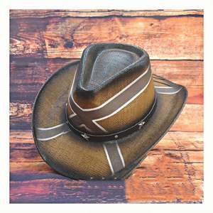 Nouveau Chapeau de Cowboy Rétro d'Été, Chapeau de Cowboy Western Rouge Chevalier, Chapeau de Paille à Motif Peint par Pulvérisation pour Fête en Plein Air - Product Image 6