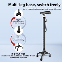 Canne de marche en alliage d'aluminium Chao Yi pour seniors - Antidérapante, prévention des chutes, légère, design à quatre pieds avec hauteur réglable