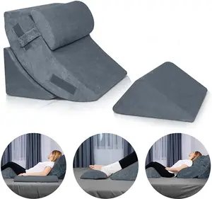 High Quality 4pcs Wedge Pillow Memory Foam Elevation Bed Wedge Pillow For Anti Snoring And Acid Reflux