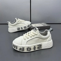 Chaussures de skate tendance pour hommes, baskets épaisses à semelle compensée, tige souple, doublure en cuir véritable pour la marche estivale
