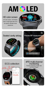 <span class=keywords><strong>Montre</strong></span> connectée S201 NFC pour hommes, écran AMOLED rond de 1,56 pouce, appels, sport, fitness, surveillance de la santé (ECG, pression artérielle, pompe à air) - Product Image 4