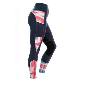 Collants d'équitation sans coutures pour femmes avec fermeture auto-agrippante, bande latérale, patch au genou et design équestre ventilé - Product Image 2