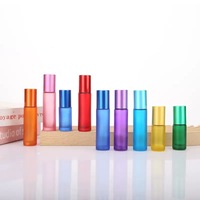 Parfüm-Rollerflasche 5ml 10ml Schraubverschluss Ätherisches Öl Glasflasche Zylinderform mit Mattiertem Farbdesign