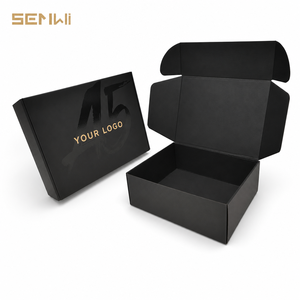 Boîte d'expédition noire personnalisé<span class=keywords><strong>e</strong></span> avec logo imprimé UV pour emballage <span class=keywords><strong>de</strong></span> marque <span class=keywords><strong>de</strong></span> petite entreprise - Product Image 1