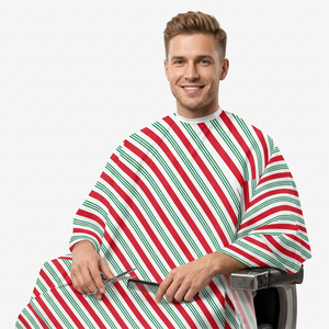Capa de Barbero Personalizada con Rayas de Bastón de Caramelo Navideño, Impermeable, para Salón de Peluquería, Capa Profesional para Estilistas, Capa Festiva - Product Image 3