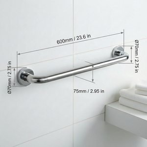 Barra de Apoyo de Acero Inoxidable para Montar en la Pared, Cromado Pulido, Antideslizante, Barra de Seguridad para Baño, Diseño Minimalista y Duradero - Product Image 2