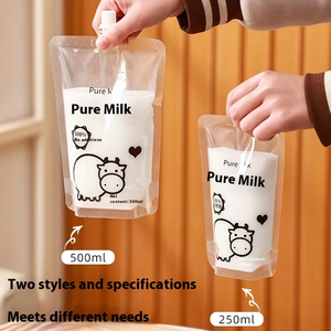 PE transparente 50ml 100ml 150ml 200ml 250ml 380Ml 500ml Bolsa de boquilla de soporte para bebidas Líquido Leche Jugo Diseño atractivo transparente - Product Image 5