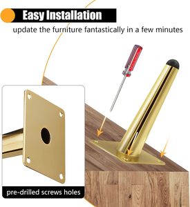 16inch Oblique Straight Metal Tapered Furniture Table <b>Leg</b> <b>for</b> Sofa Cupboard Cabinet Iron Plating Modern Gold Kitchen Stools - Product Image 2