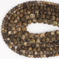 Perles rondes en agate brune naturelle AsVrai U pour la fabrication de bijoux, bracelets et colliers DIY