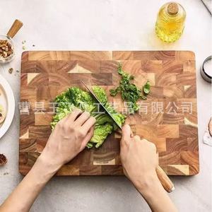 Planche à découper en bois d'acacia rectangulaire 34x24cm, couleur naturelle, bloc de découpe multifonctionnel pour la cuisine - Product Image 1