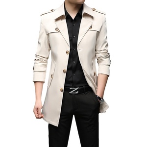 Cappotto <span class=keywords><strong>Trench</strong></span> da Uomo Leggero Intrecciato Slim con Bottoni, Stile Coreano Giovanile, Lungo, Autunnale, 9 Colori, Spedizione Diretta - Product Image 5