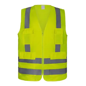CE/ANSI Certificate Reflective High-Visibility Economy Multi-pockets Lightweight X-back Mesh Running Walking Cycling Safety Vest