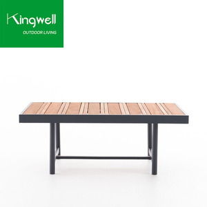 Ensemble de canapés de salon de jardin contemporain en aluminium pour l'extérieur, meubles de jardin en métal avec <span class=keywords><strong>bois</strong></span> plastique - Product Image 5