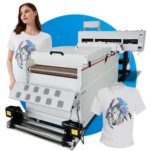 JUNNFA mesin cetak printer dtf 60cm 4 kepala pencetak t-shirt output industri dan pengocok sabuk dengan pengocok sabuk konveyor