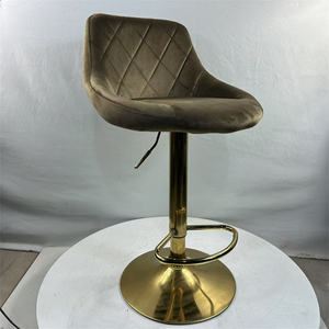 Modern <b>Bar</b> <b>Stools</b> Grey Black Velvet <b>Swivel</b> Counter Height <b>Bar</b> <b>Stool</b> Adjustable <b>Bar</b> Chairs Set with Mid Back and Gold Footrest - Product Image 5