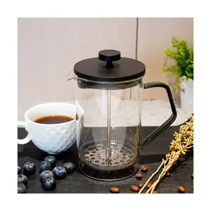 Hot sale manual high borosilicate glass with lid French press coffee maker supplier can accept customization