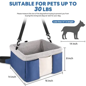 Reforço de assento para cachorro, venda quente de assentos para cães pequenos, assento frontal de segurança com cinto ajustável, 3 bolsos, reforço para animais de estimação