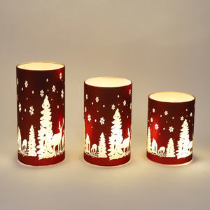 Nuevo diseño rojo loco láser grabado al aire libre Navidad LED cilindro zócalo luces para diversión venta con iluminación - Product Image 1