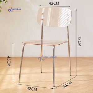 Sillas de comedor de <span class=keywords><strong>PC</strong></span> de Color transparente nórdico, silla de comedor de plástico acrílico apilable con patas cromadas para café, evento de boda - Product Image 6