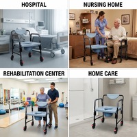Chaise de toilette robuste avec roulettes pour patients obèses, chaise de douche portable pour usage domestique et en maison de retraite