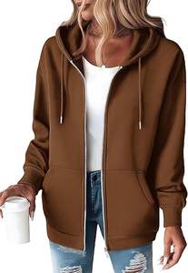 Sudadera con Capucha y Cremallera Informal de Moda para Mujer, Chaqueta Estilo <span class=keywords><strong>Novio</strong></span> Básica de Otoño Invierno con Logotipo Frontal, Diseño Personalizado ODM - Product Image 2