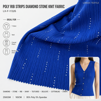 Tissu extensible en poly côtelé avec pierres en diamant, 95% Poly 5% Sp, 250GSM, 165cm, aspect coton brillant, pour gilet T-shirt double face pour filles
