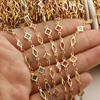 Chaîne en acier inoxydable D842 motif trèfle émaillé en rouleau pour la fabrication de colliers et bracelets, fournitures de bijoux