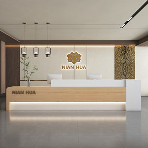 เคาน์เตอร์ต้อนรับแบบเรียบง่ายทันสมัย ทำจาก MDF พร้อมที่เก็บของ สำหรับสำนักงาน โรงแรม ร้านเสริมสวย และร้านค้าปลีก - Product Image 2
