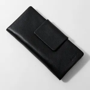 محفظة نسائية طويلة بمقبض بشعار مخصص محفظة جلد طبيعي لحجب بطاقات Rfid مع حاملات بطاقات متعددة