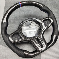 Volant de direction en cuir perforé personnalisé J Auto Sports, en fibre de carbone, forme D, 3 branches, G20/G30/G32 - Noir, couleur de couture personnalisée