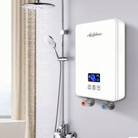 Calentador de Agua Eléctrico Instantáneo de 6000W con Elemento Calefactor de Acero Inoxidable, Potencia Ajustable, Control Táctil LED, Plástico, para Hogar y Hotel
