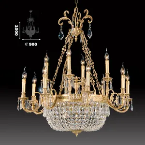 Copper Italian Style Crystal Chandelier Antique Brass Hot Sale 8 Light LightingとCircuitry Design Energy Saving Residential
