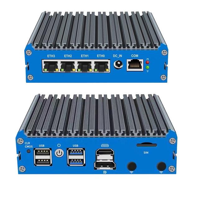 Fanless Industrial Quad Proxy Server Mini PC 4xI226 Lan 6305U 16GB DDR4 GDDR4 SSD+HDD PfSense/OPNsense Firewall Low Power New