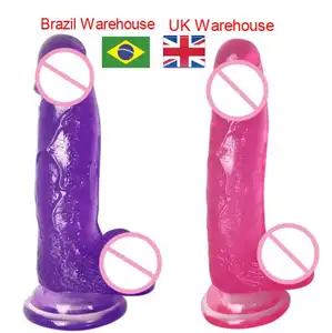 Royaume-Uni Brésil livraison directe gratuite gode réaliste avec base d'aspiration gelée gros jouets sexuels pour femme pénis érotique Sex Shop vente au détail en ligne %