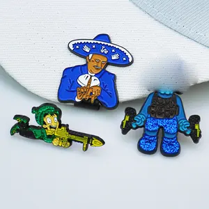 Impecable personalizado Nuevo estilo Sésamo oso broche pin pistola mexicano personalizado esmalte sombrero alfileres de solapa