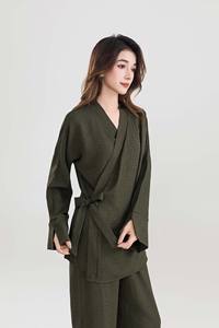 Mode modeste pour femmes musulmanes, ensemble coordonné, tunique à nouer sur le côté et pantalon droit, personnalisable - Product Image 4