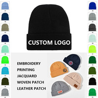 Gorro de invierno al por mayor para hombre y mujer, gorro tejido con parche bordado.