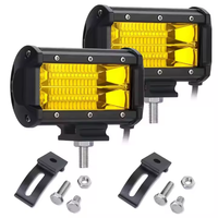 5 pouces 2 rangées 72W LED lumière de travail Pod noir 12V 24V hors route conduite antibrouillard pièces automobiles accessoires d'éclairage jaune