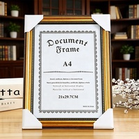 Cadre pour certificat en bois MDF A4 avec bordure dorée, cadre vintage pour diplôme, licence, récompense, décoration murale et de table, cadres photo