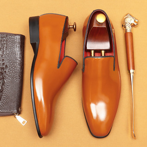 รองเท้าโลฟเฟอร์หนังแท้สำหรับผู้ชาย หนังวัวแท้ สไตล์ทางการสำหรับธุรกิจ ดีไซน์สไตล์อังกฤษระดับไฮเอนด์ รองเท้าหนังเงาสำหรับผู้ชาย - Product Image 2