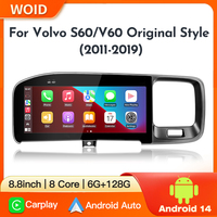 Autoradio GPS multimédia STWEI Android 14 Carplay pour Volvo S60 V60 2011-2019, unité principale stéréo, écran de style original