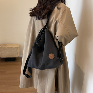 Sac fourre-tout grande capacité pour femme, fermeture éclair, doublure polyester, style urbain et épuré, toile, loisirs, voyage, polyvalent - Product Image 5