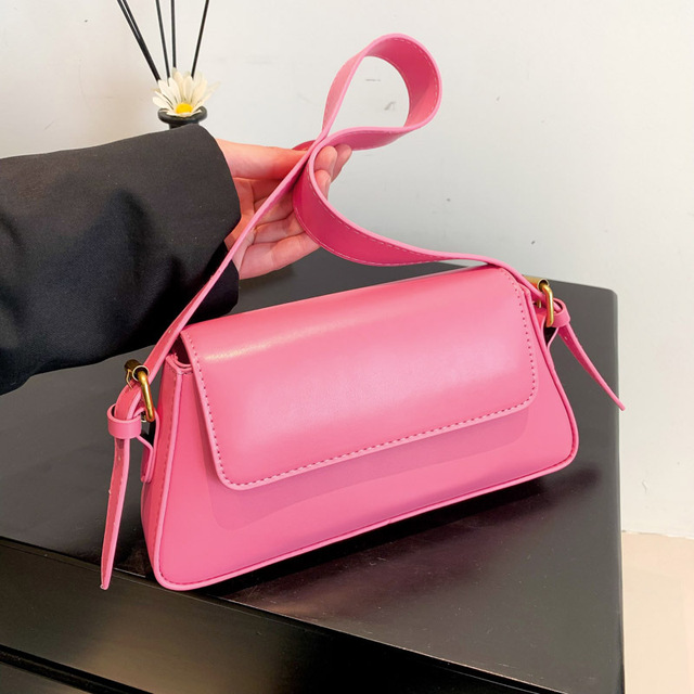 Solid Color Ladies Shoulder Bags Simple Design Classic Handbag for Female Purses