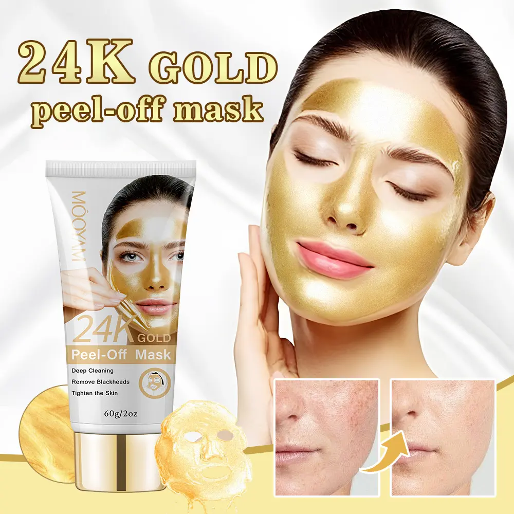 Recommended 24K gold tear off facial mask 60g exfoliating blackhead deep cleaning facial care