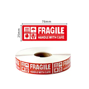 Custom Handle With Care Thank You Warning Packing Shipping Label Fragile Stickers Permanent Adhesive