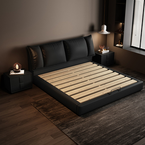 Nuevo Juego <span class=keywords><strong>de</strong></span> <span class=keywords><strong>Cama</strong></span> <span class=keywords><strong>de</strong></span> Lujo con Marco y Colchón con Almacenamiento, Estilo Moderno y Elegante, Tamaño Queen, Color Negro - Product Image 4