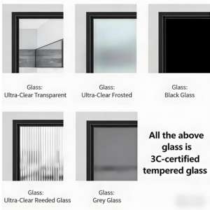 <span class=keywords><strong>Porte</strong></span> <span class=keywords><strong>coulissante</strong></span> rétractable moderne avec verre dépoli et cadre en aluminium pour appartement et bureau commercial - Product Image 6