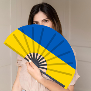 Abanicos Plegables de Plástico con la Bandera de Ucrania al por Mayor, Abanico de Mano para Carnaval, Boda, Festival, Fiesta, Agencia de Viajes - Product Image 5