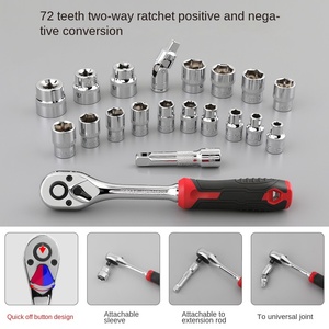 Bộ dụng cụ sửa chữa ô tô 64 món bằng thép Chrome Vanadium, hộp đựng cứng, cờ lê, tua vít, đầu nối đa năng, kích thước <span class=keywords><strong>3</strong></span>/8 inch, hàng OEM - Product Image 2