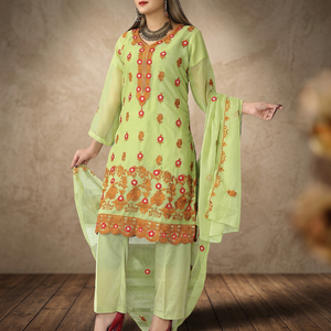 Ensemble 3 pièces décontracté pour femme pakistanaise, 100 % coton, motifs brodés personnalisés, écologique, séchage rapide, couleur unie, vente chaude - Product Image 3